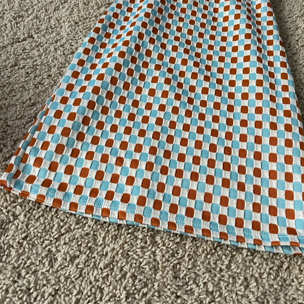 Retro blue, orange and white high neck mini dress with open back never worn - Picture 3 of 5